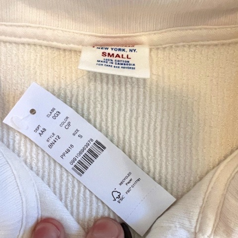 J Crew Small Ivory Quarter-zip Sweatshirt NWT​​​​​​​​​​​​​​​ - Picture 3 of 5